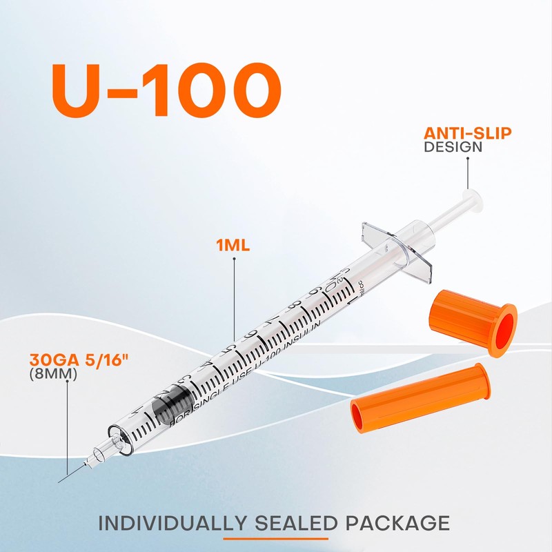 1mL/cc Syringes with Needle 30G 5/16" (8mm), Individually Wrapped, Pack