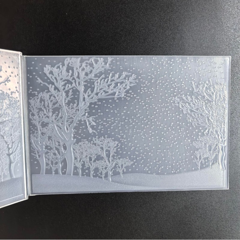 WooYangFun 3D Merry Christmas Snow Forest Embossing Folder for Card