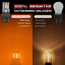 CHUSYYRAY 2x 3157 24-LED Turn Signal Parking DRL Light Bulbs Amber For Ford F150 F250 F350