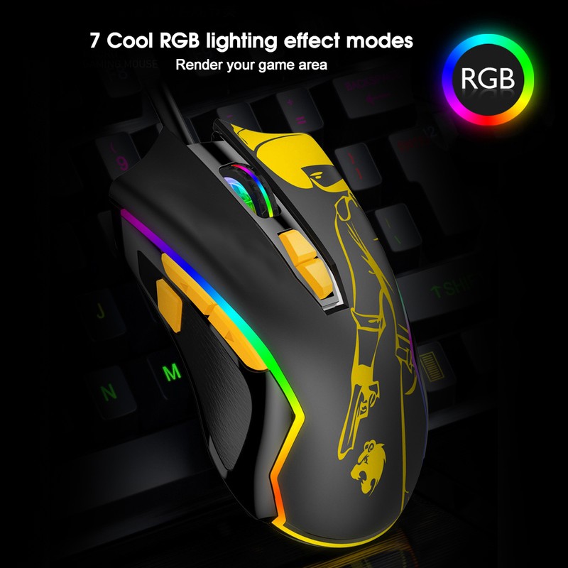 Gaming Mouse M762 RGB USB Wired 6 Adjustable DPI Ergonomic