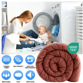 EASELAND King Size Down Alternative Comforter - Quilted Duvet Insert for All Seasons, Soft Lightweight with Corner Tabs, Summer Winter Warm Bedding, Terracotta 90x102 Inches