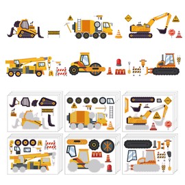 24 Sheets Make Your Own Construction Stickers Make A Face Stickers for Kids Toddlers with Trucks DIY Craft Stickers Kids Truck Themed Birthday Truck Party Supplies