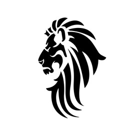 Bargain Max Decals Lion Head Silhouette Decal Notebook Car Laptop 5.5" (Black)