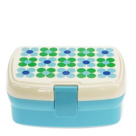 Rex London Lunch Box with Removable Compartment Daisy Blue/Green Daisy Design Snack Fruit Container Box