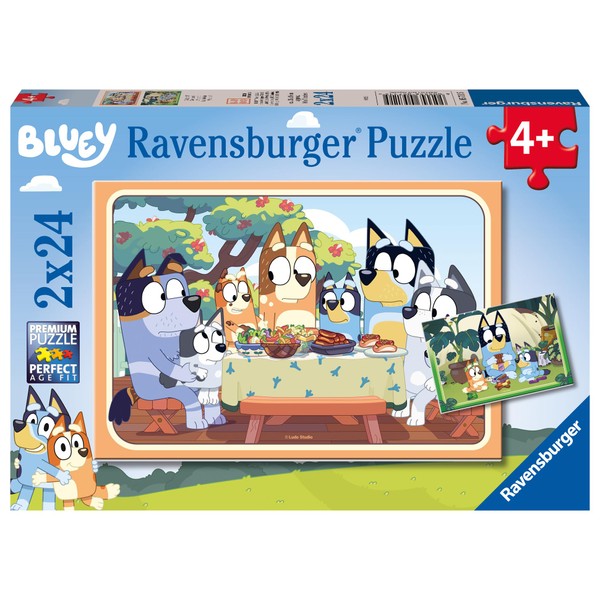 Ravensburger Children's Puzzle 05711 - Auf geht's! - 2 x 24 Pieces Bluey Puzzle for Children from 4 Years