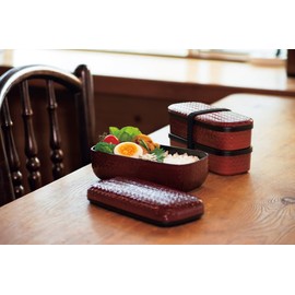 Tatsumiya NURI ajiro Ajiro 1-Tier Bento Lunch Box, Size (W x D x H): Approx. 7.1 x 3.5 x 2.7 inches (18 x 9 x 7 x 7 x 30429 cm)