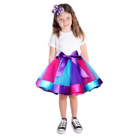 Livingston Purple Toddler Tutu Skirt with Unicorn, Girl's Rainbow Ballet Skirt Tutu Set,2-5Y