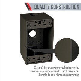 TayMac SD350Z Weatherproof Box, 1-Gang, (3) 1/2-Inch Outlets, Deep, Bronze