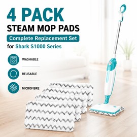4 Pack Steam Mop Pads Compatible with Shark S1000, Washable Microfibre Pads