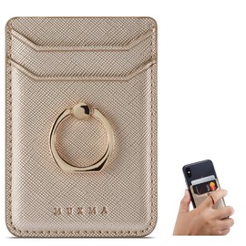 Lnobern Smartphone Card Pocket, Smartphone Back, Card Holder, Attached, MUXMA Back Storage Card Holder, SUICA PASMO PU Leather, Card Slot, Ring Included, Drop Prevention, Phone Card Holder, Smartphone