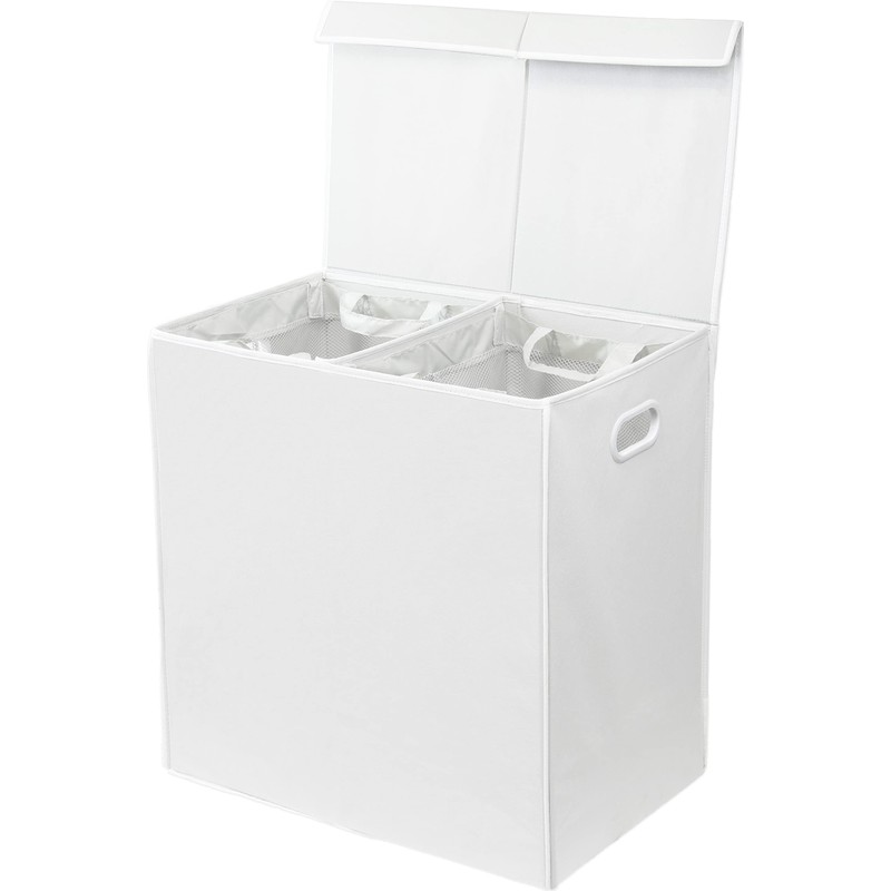 Simple Houseware Double Laundry Hamper with Lid and Removable Bags,