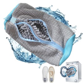 Shoe Wash Bag Washing Machine 2025 Upgraded, 1 Wash Bag with 2 Compartments & Double Zip, Reusable Shoe Wash Bag for Washing Machine, Shoe Wash Bag with 360° Cleaning Lint