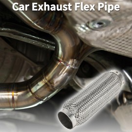 TUCKBOLD Car Exhaust Flex Pipe 1.96 Inch OD Flexible Braided Exhaust Tube | Universal Flexible Pipe Tubing Silver Tone 1 Pcs