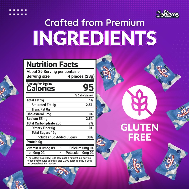 Jollems O’ Creamers Blueberry & Cream Flavored Hard Candy |