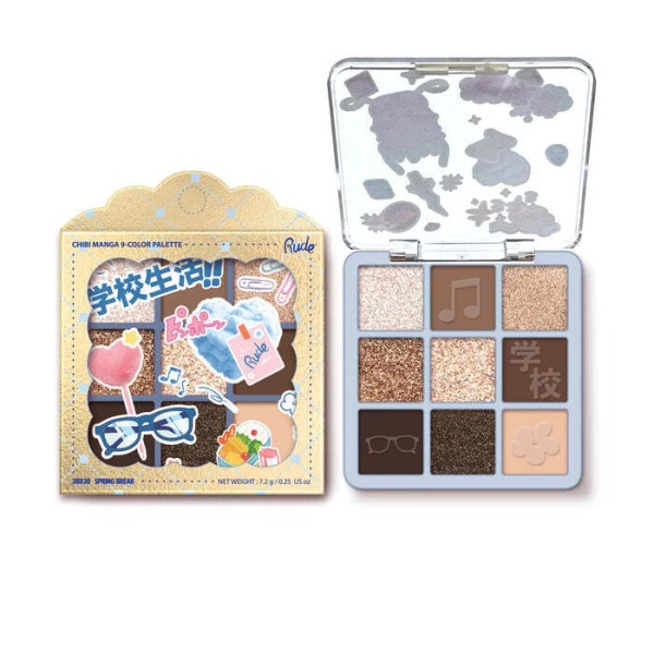 RUDE Chibi Manga 9 Color Eyeshadow Palette Spring Break 0.25