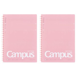 Kokuyo Campus Soft Ring Notebook, A5, B 6mm Dot Ruled, 29 Lines, 50 Sheets, Pink, Set of 2, Japan Import (SU-S131BT-P)