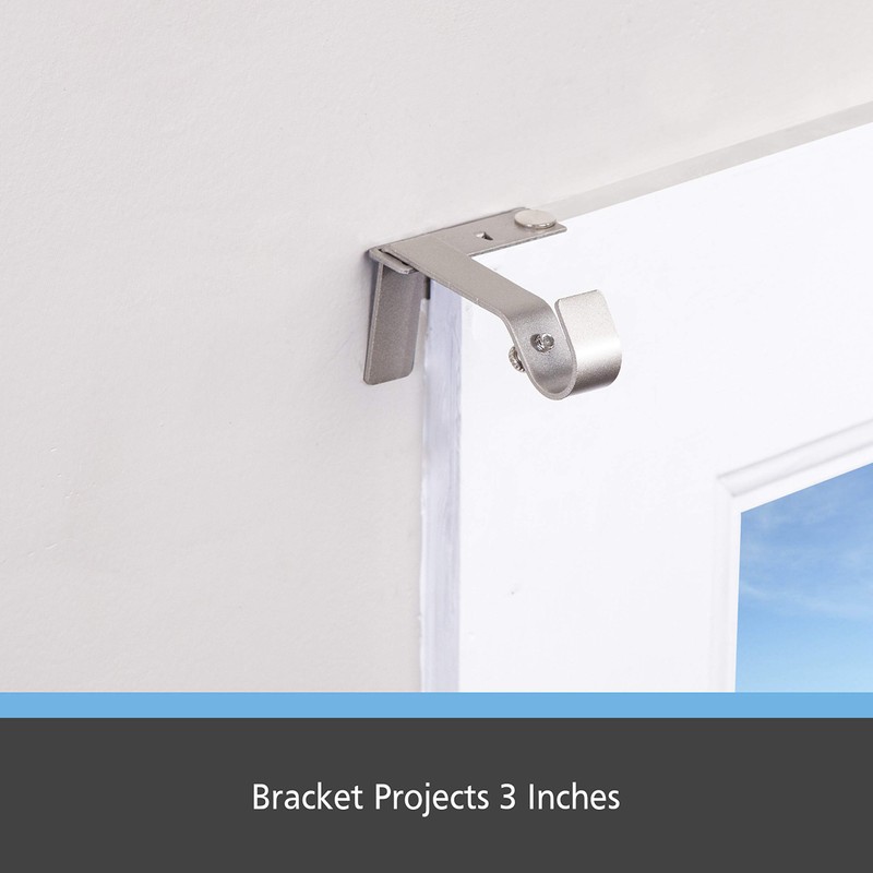 Kenney Fast Fit 5/8" No Measure Curtain Rod Brackets, Brushed