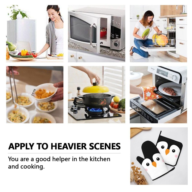 Novelty Funny Penguin Oven Mitts and Pot Holders Sets of