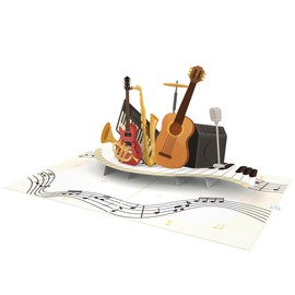 MOKIO Pop Up Card - Musical Instruments - 3D Birthday Greeting Card for Musicians, Concert, Music Lessons or New Instrument