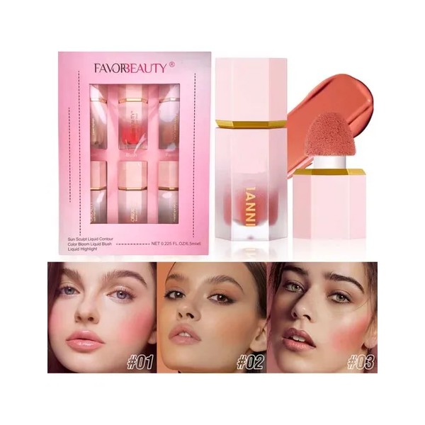 Set Rubor Iluminador Y Contorno En Crema Mousse Con Esponja