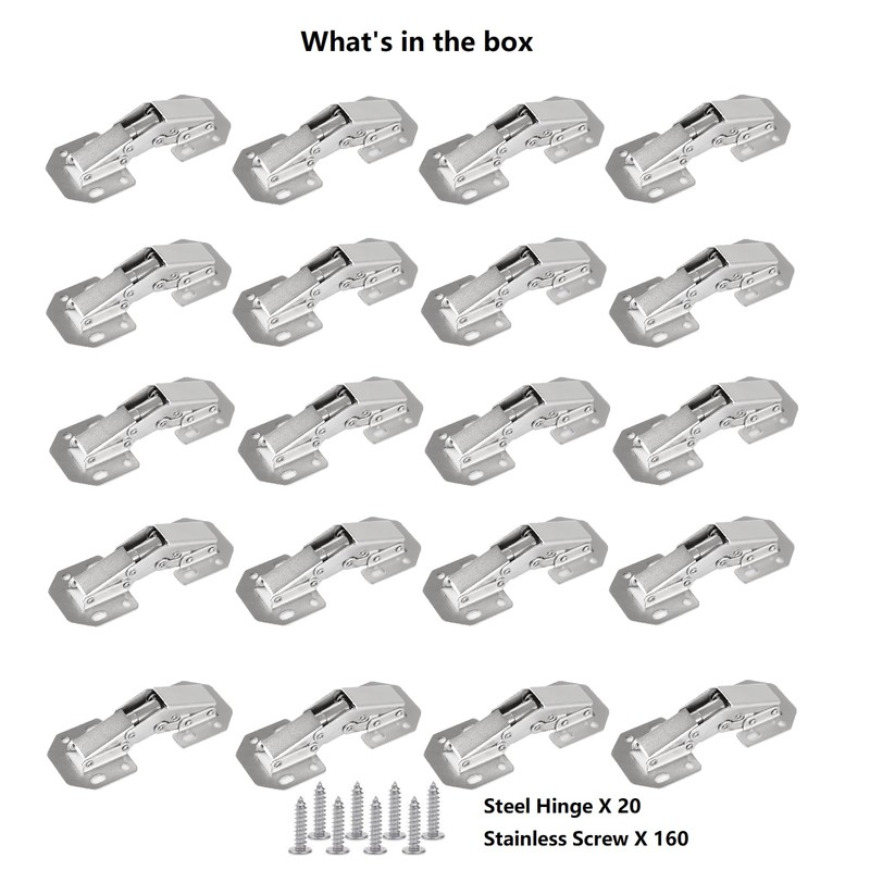DOBOGA 20-Pack Hidden Hinges for Cabinet Doors Frameless, Concealed Cabinet