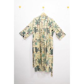 Indian Hand block print Cotton Bath Robe,Swim Wear,Nighrwere Dressing Gown,Hand block print Cotton Kimono bikini cover up (US, Alpha, One Size, Regular, Regular, Robe 21)