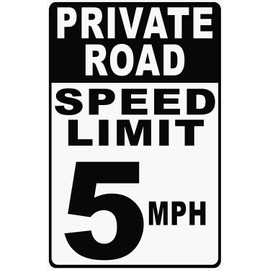 Eletina Aluminum Metal Sign Private Road Speed Limit 5 MPH Sign (2 Pack, 8x12 inches, Minimalist Style, Warning, Traffic)