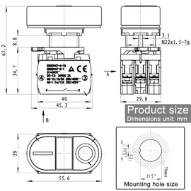 HY57 Illuminated Push Button Switch 18A/125V 12A/250V E195428 Push Button Switch Suitable for Various Machine Tools/Power Tools/Gardening Tools Replacement Parts