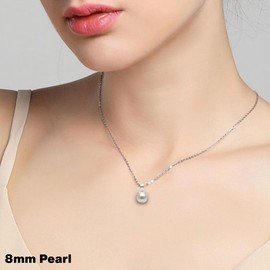 Japanese Akoya Cultured Pearl Pendant Necklace AAA Graded 6mm White Necklace Pendant with Sterling Silver Setting and Matching 18 Inch Chain - Orien Jewelry
