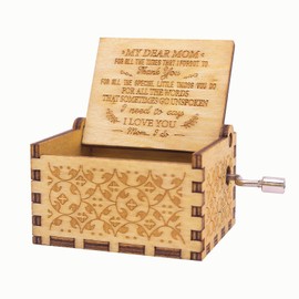 CHLDYCST Music Box for Mum, Gifts for Mom from Daughters Sons, Hand Crank Wooden Vintage Laser Engraved Musical Boxes, Present for Mother's Day Birthday Thanksgiving Day