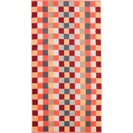 Cawö Home Hand Towels Unique Chequered 942 Coral - 22 Bath Towels 70 x 140 cm