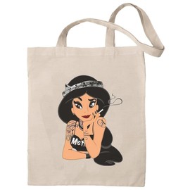 rainUP Princess Punk Rock Tattoos 100% Natural Organic Cotton, Reusable and Durable, Handbags for Women, Ideal for Shopping, Beach, Daily Life, Ladies Summer Bag, Unique Designs, jasmine