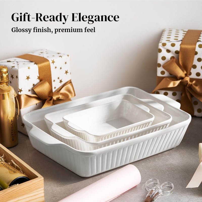 DOWAN Casserole Dishes for Oven, Baking Dishes Set, Ceramic Bakeware