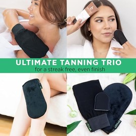 Self Tanning Mitt - Professional Bundle Kit Includes Exfoliating & Remover Mitts, Face Applicator & Tan Lotion Body Application Glove for Best Streak 