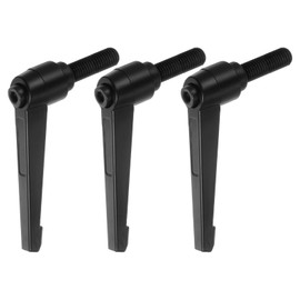 HARFINGTON 3pcs Adjustable Clamping Lever Handles M12 x 50mm Male Thread Bolt Knobs Rotating Screw Locking Quick Release Ratchet Push Button Handle, Black