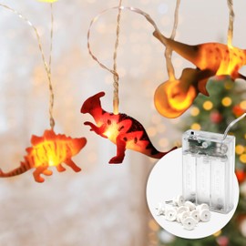 Cobus CozyHome Dino Lichterkette Kinderzimmer Deko Junge - 12 LED Figuren & 3m Batteriebetrieben I Bett Hausbett Junge M?dchen Kinder Lichterketten I Deko Kinderzimmer Lichterkette Kinderwagen Dino Laterne