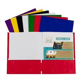 C-Line Two-Pocket Paper Portfolio, 1 Case of 100 Folders, Assorted Colors (05300-100)