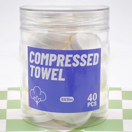 40PCS Compressed Towels,Mini Compressed Towel, Disposable Face Compressed Towels, Soft Compressed Hand Wipe, Portable Compressed Coin Tissue for Travel/Home/Outdoor Activities（8X9in）