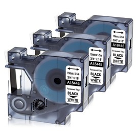 Replace for Dymo Rhino 4200 5200 Labels 18445 Permanent Vinyl Tape 3/4 Inch Industrial Rhino Labels, A18445 Compatible with Dymo 5000, 6000 Label Maker Refills, 3 Pack