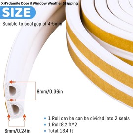 XHYdamile Door & Window Weather Stripping, Soundproof Insulation Seal Strip with Self-Adhesive Rubber Collision Protection