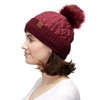 C.C Exclusives Ribbed Knit Padded Pom Beanie Hat (HAT-1739) (Burgundy)