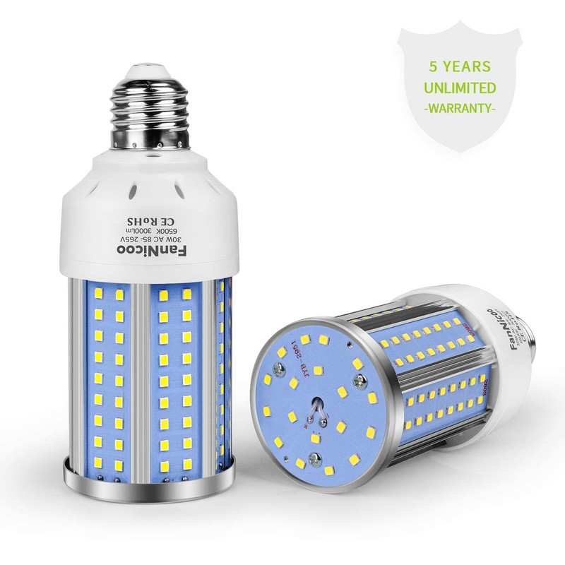2-Pack 200W Equivalent LED Corn Light Bulb 3000 Lumen 6500K