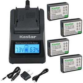 Kastar Ultra Fast Charger(3X Faster) Kit and Battery (4-Pack) for Canon LP-E10, LC-E10 Work with Canon EOS Rebel T5, EOS Rebel T3, EOS Kiss X50, EOS Kiss X70, EOS 1200D, EOS 1100D DSLR Cameras