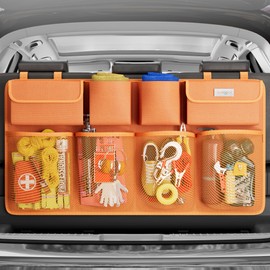 SURDOCA Car Boot Organizer, 4th Gen [8 Upgrades - XL] Super Capacity Auto Backseat Hanging Organizer, Car Boot Tidy Storage Bag with Lids, Space Saving Expert