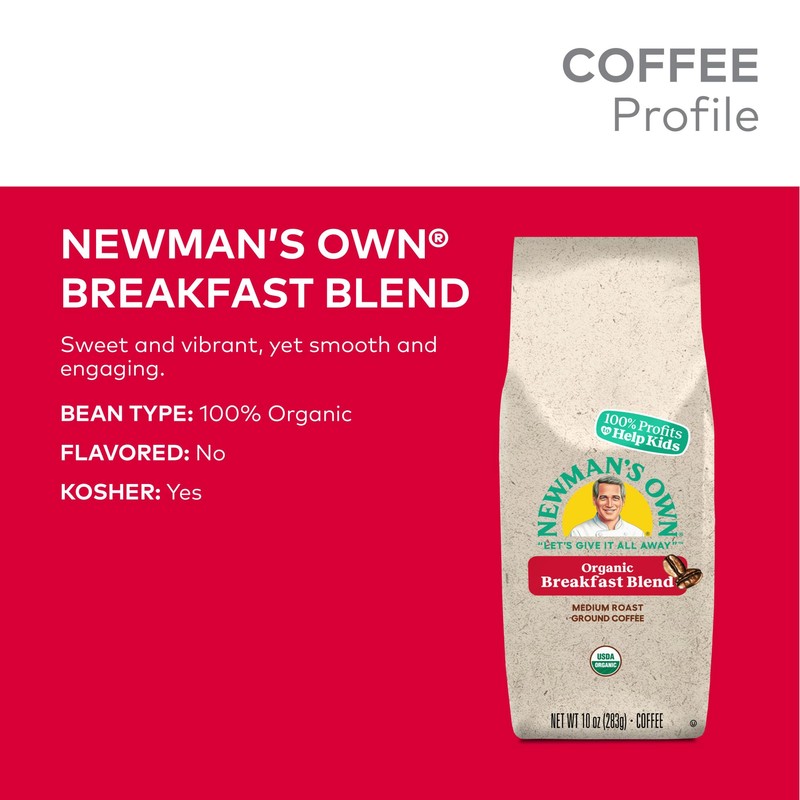 Newman's Own Organics Breakfast Blend, Ground Coffee, Fair Trade Certified,