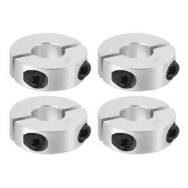 PATIKIL Bore 15mm Double Split Shaft Collar 35mm OD 12mm Thickness, 4 Pack Aluminum Alloy Locking Collar Clamp Style with Set Screw for Machine Tools Industry, Silver