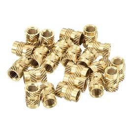 sourcing map Knurled Insert Nuts, 100Pcs M5 x 10mm L x 7mm OD 3D Printing Brass Nuts Female Threaded Inserts Brass Heat Set Insert Embedment Nut