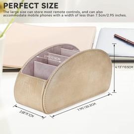 molshine Remote Control Holder with 5 Compartments,Pu Leather Office Organization Storage Caddy Box for Tv Remote,Heater Controllers,Media Player,Office Supplies,Makeup Brush (Beige Gray)