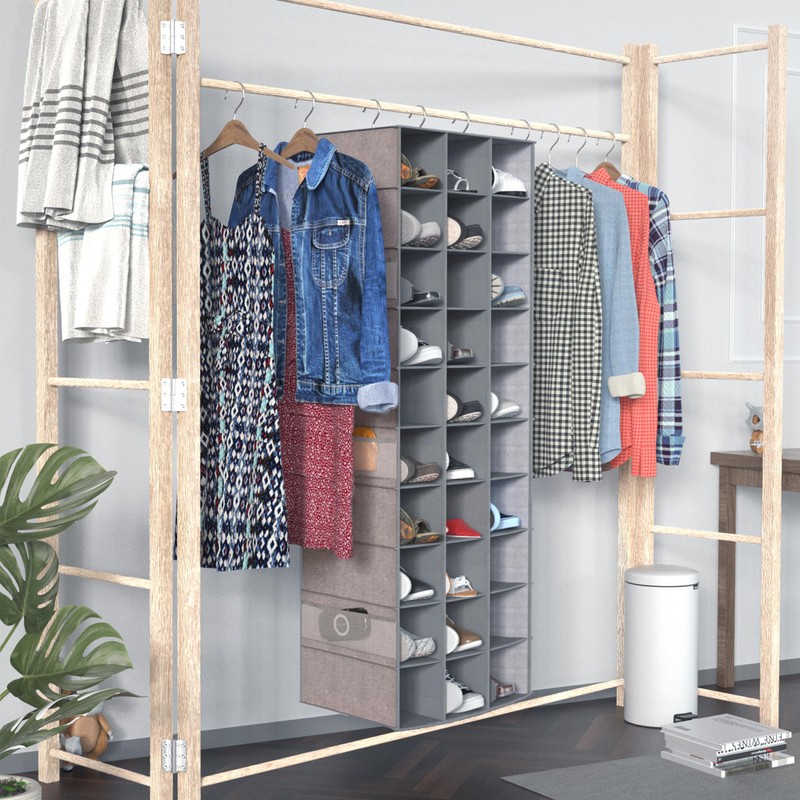 coastal rose Hanging Shoe Closet Organizer, 30 Sections Hanging Closet