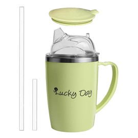 AuSletie Adult Sippy Cup, 350ml 3-in-1 Non Spill Cups for Elderly with Lid 30cm Straw, Leak Proof Beakers for Elderly Drinking Assistance